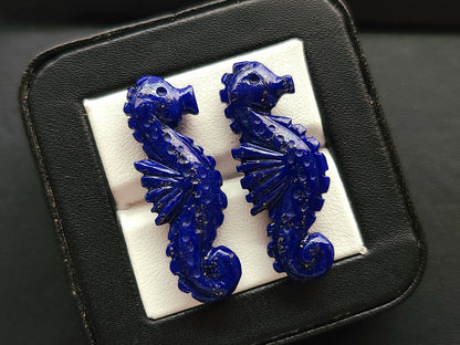 Natural Lapis Lazuli Carved Sea Horse | Lapis Lazuli Gemstone Carving | Fish Carvings | Loose Carving for Pendants, Charms & Jewelry Making