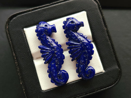 Natural Lapis Lazuli Carved Sea Horse | Lapis Lazuli Gemstone Carving | Fish Carvings | Loose Carving for Pendants, Charms & Jewelry Making