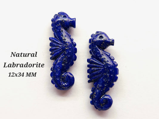 Natural Lapis Lazuli Carved Sea Horse Gemstone | Fish Carvings