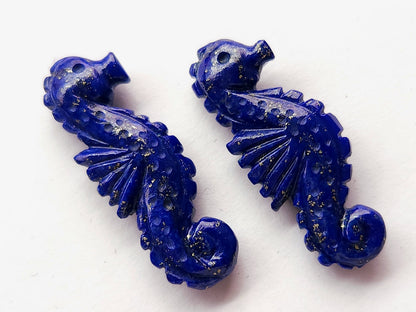 Natural Lapis Lazuli Carved Sea Horse Gemstone | Fish Carvings