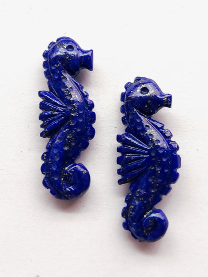 Natural Lapis Lazuli Carved Sea Horse Gemstone | Fish Carvings
