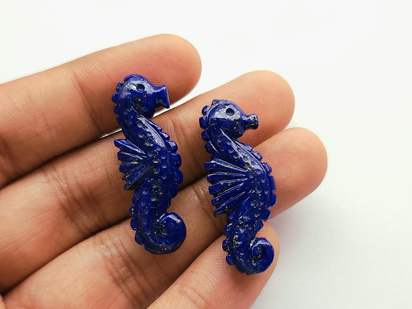 Natural Lapis Lazuli Carved Sea Horse Gemstone | Fish Carvings
