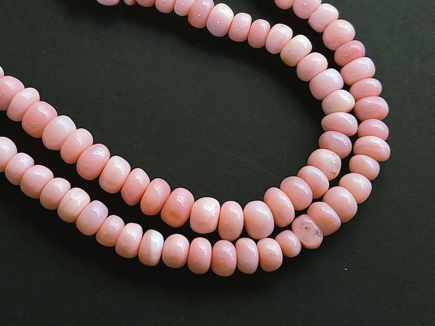 Natural Pink Opal Smooth Rondelle Beads