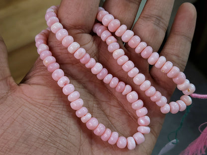 Natural Pink Opal Smooth Rondelle Beads