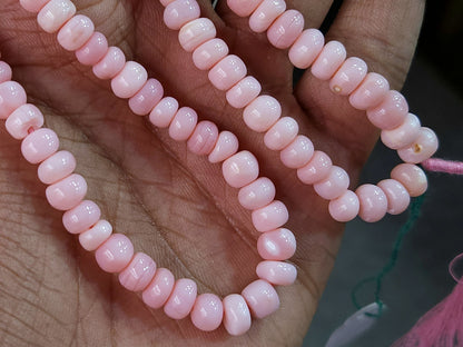 Natural Pink Opal Smooth Rondelle Beads