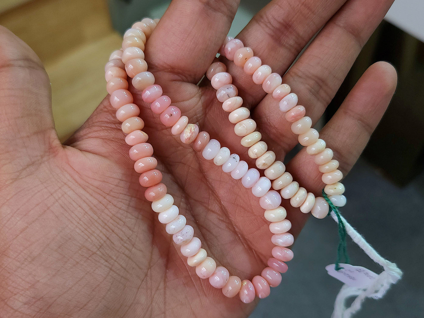 Natural Pink Opal Smooth Rondelle Beads