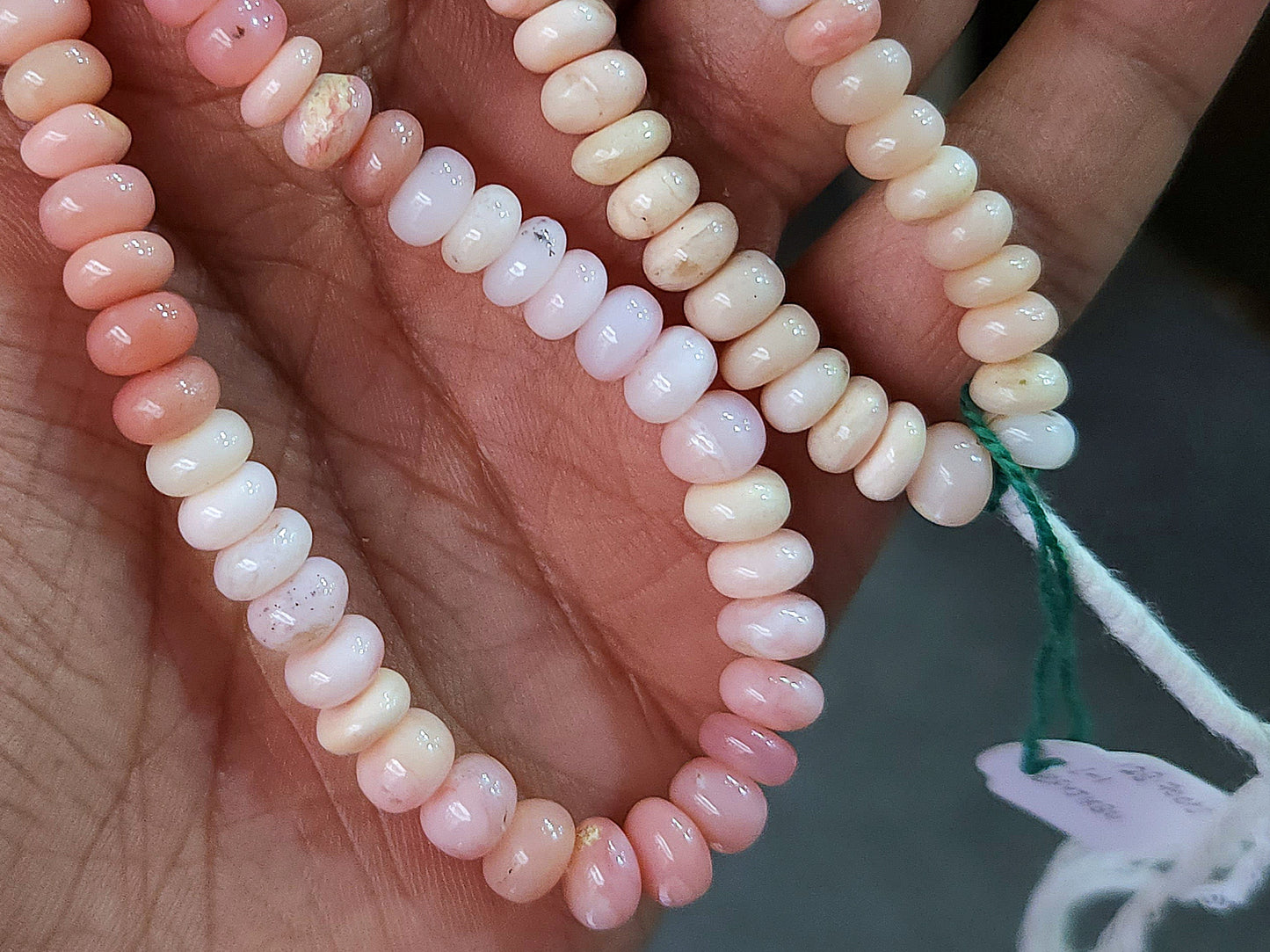 Natural Pink Opal Smooth Rondelle Beads