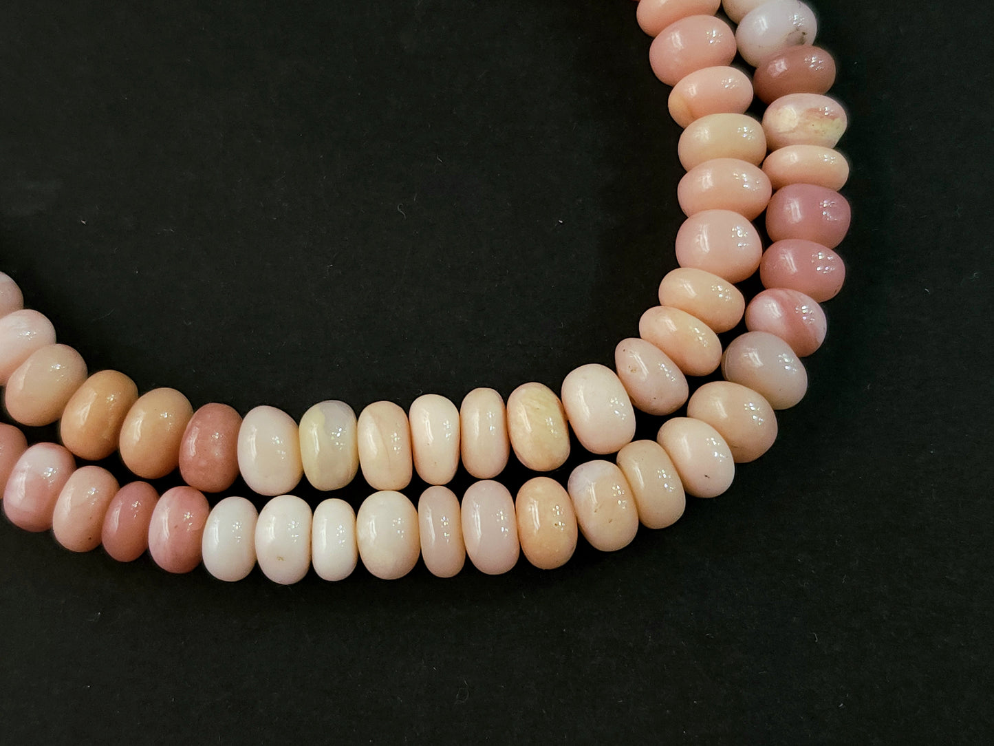 Natural Pink Opal Smooth Rondelle Beads