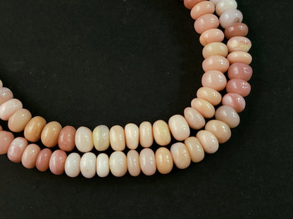 Natural Pink Opal Smooth Rondelle Beads