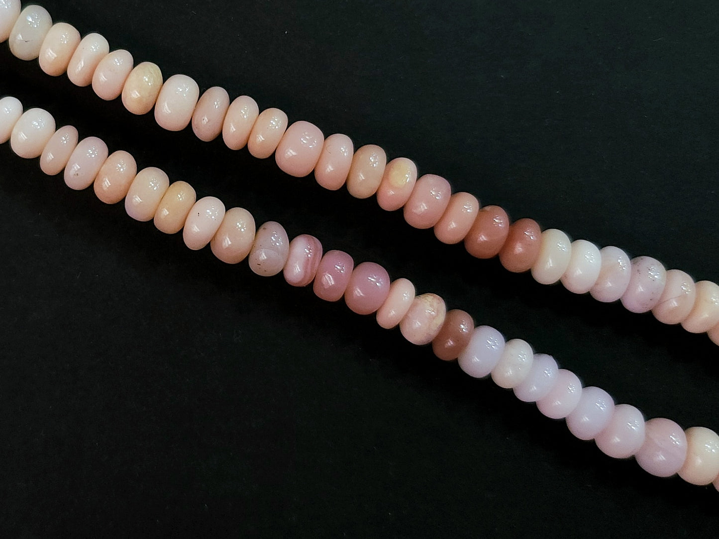 Natural Pink Opal Smooth Rondelle Beads