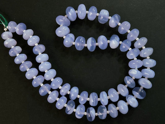 Natural Blue Chalcedony Smooth Rondelle Beads