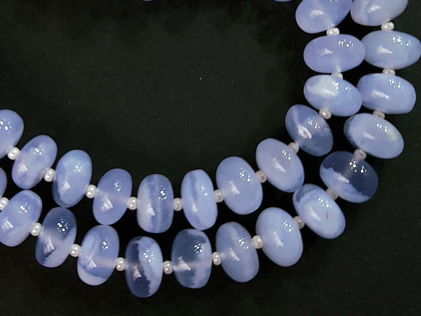 Natural Blue Chalcedony Smooth Rondelle Beads