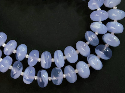 Natural Blue Chalcedony Smooth Rondelle Beads
