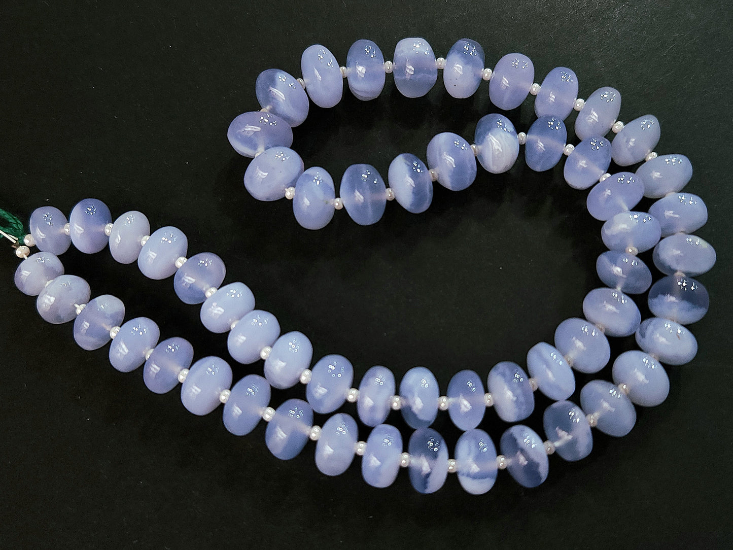 Natural Blue Chalcedony Smooth Rondelle Beads