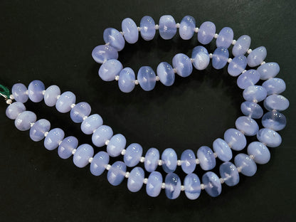 Natural Blue Chalcedony Smooth Rondelle Beads