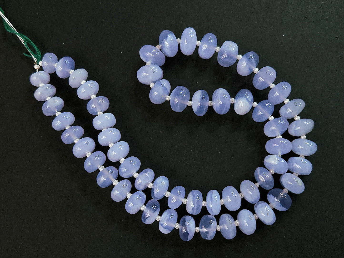 Natural Blue Chalcedony Smooth Rondelle Beads