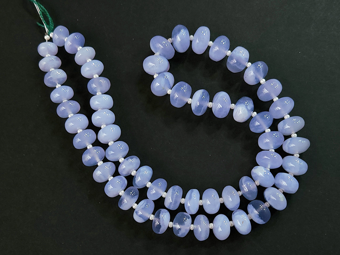 Natural Blue Chalcedony Smooth Rondelle Beads