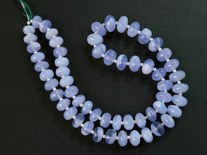Natural Blue Chalcedony Smooth Rondelle Beads