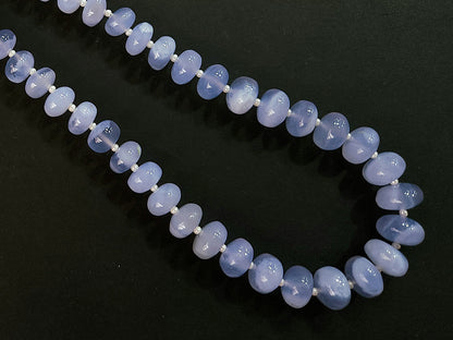 Natural Blue Chalcedony Smooth Rondelle Beads