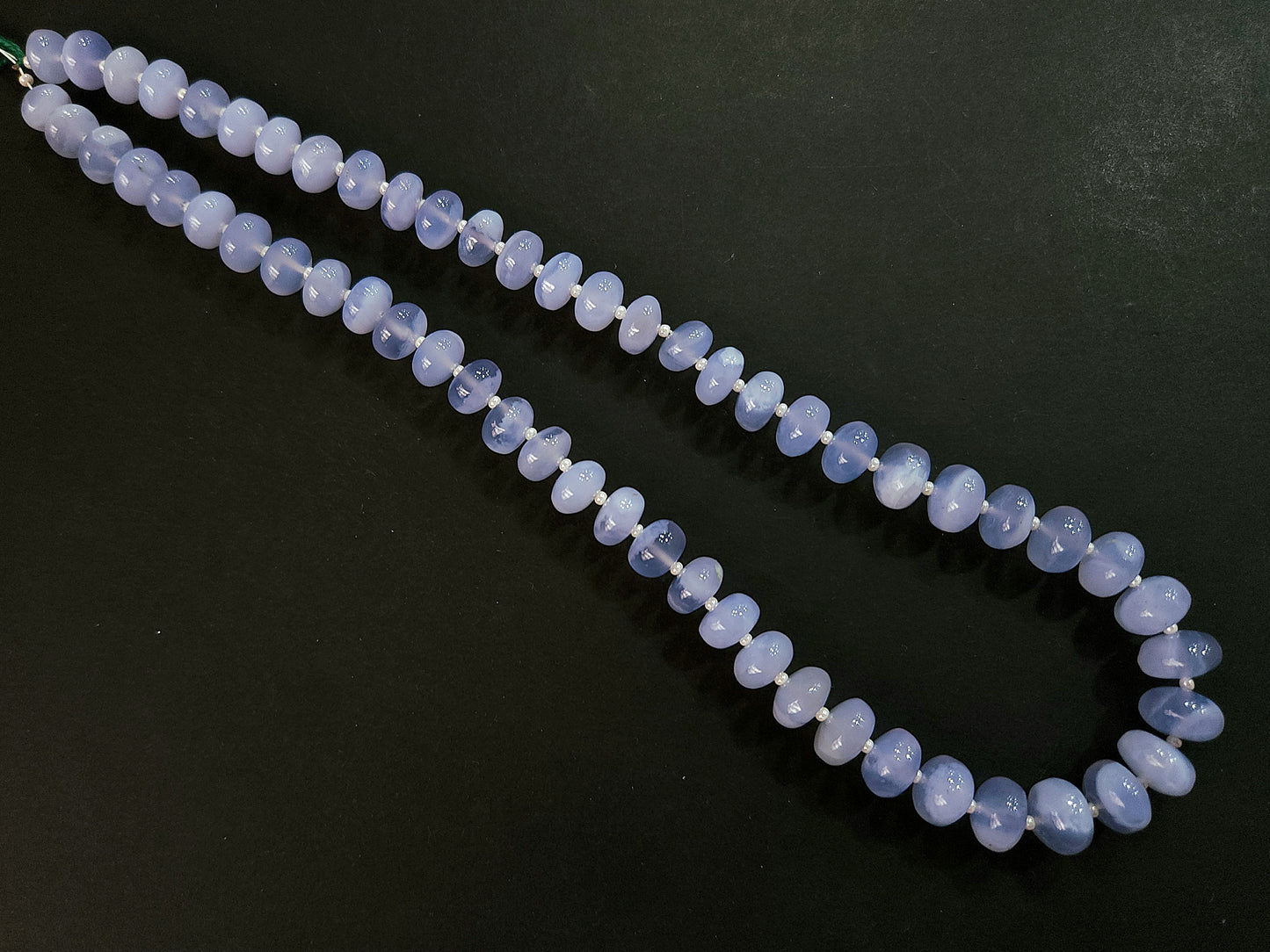 Natural Blue Chalcedony Smooth Rondelle Beads