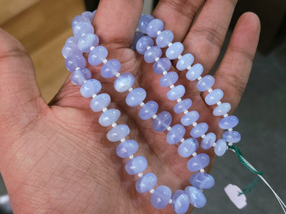 Natural Blue Chalcedony Smooth Rondelle Beads