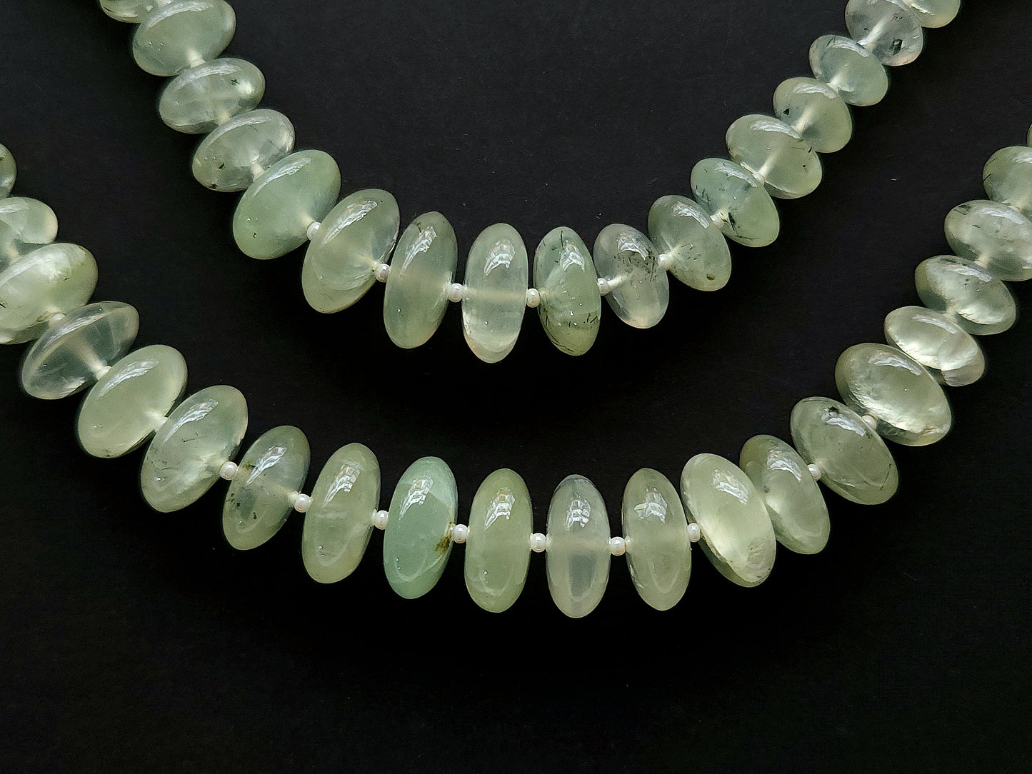 Natural Prehnite Smooth Rondelle Beads