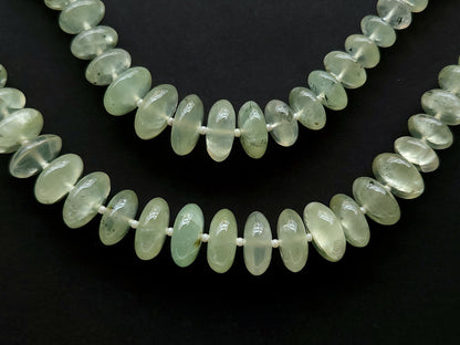 Natural Prehnite Smooth Rondelle Beads
