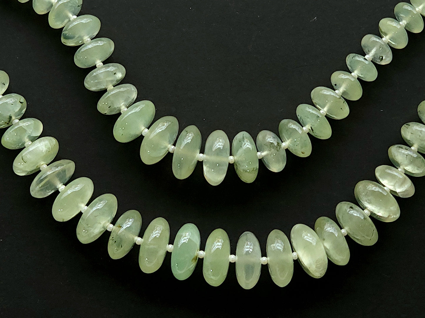 Natural Prehnite Smooth Rondelle Beads