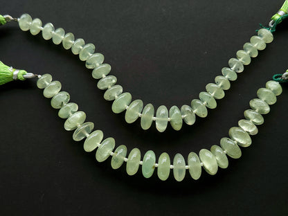 Natural Prehnite Smooth Rondelle Beads