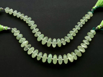Natural Prehnite Smooth Rondelle Beads