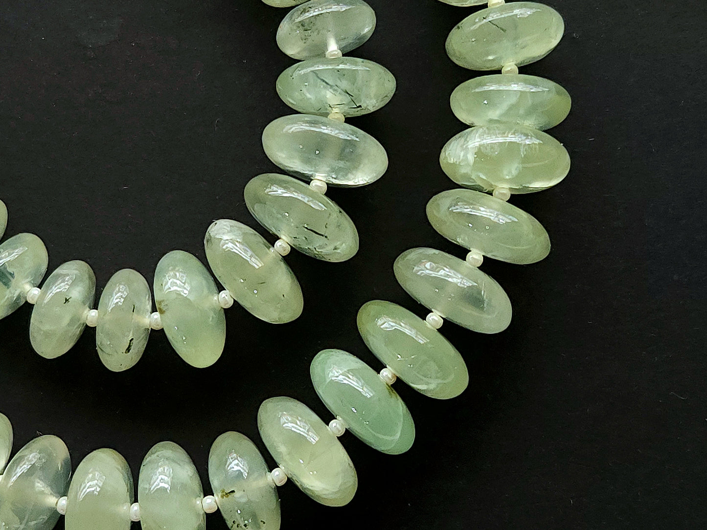 Natural Prehnite Smooth Rondelle Beads