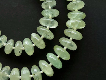 Natural Prehnite Smooth Rondelle Beads
