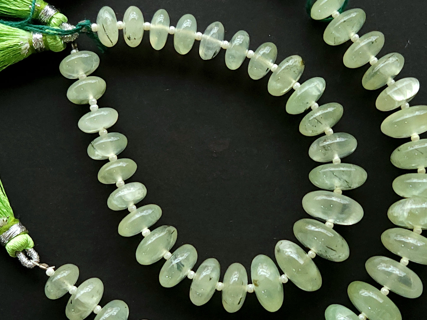 Natural Prehnite Smooth Rondelle Beads
