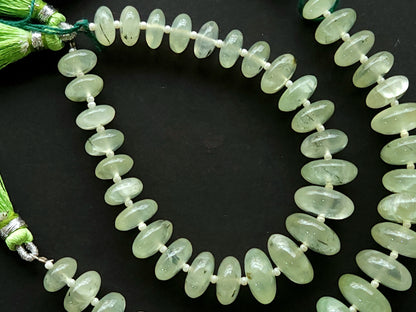 Natural Prehnite Smooth Rondelle Beads