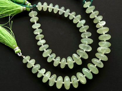 Natural Prehnite Smooth Rondelle Beads