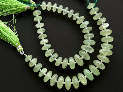 Natural Prehnite Smooth Rondelle Beads