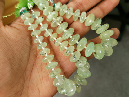 Natural Prehnite Smooth Rondelle Beads