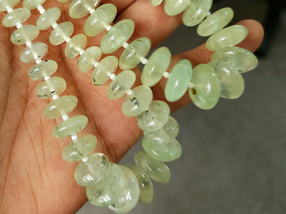 Natural Prehnite Smooth Rondelle Beads