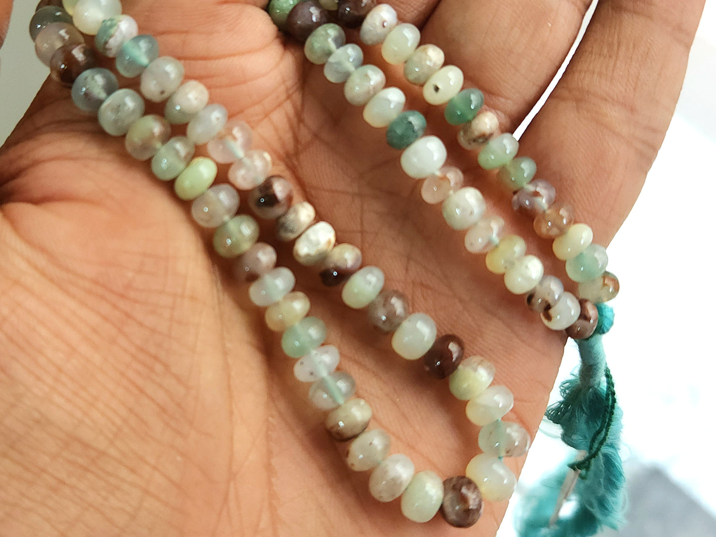Natural Aquaplase Smooth Rondelle Beads