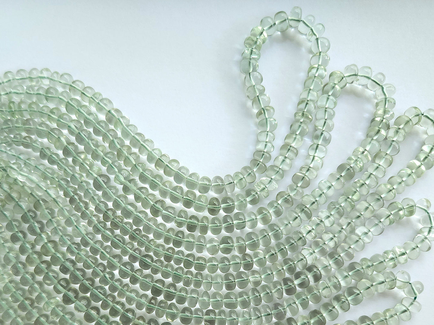 Green Amethyst Smooth Rondelle Beads