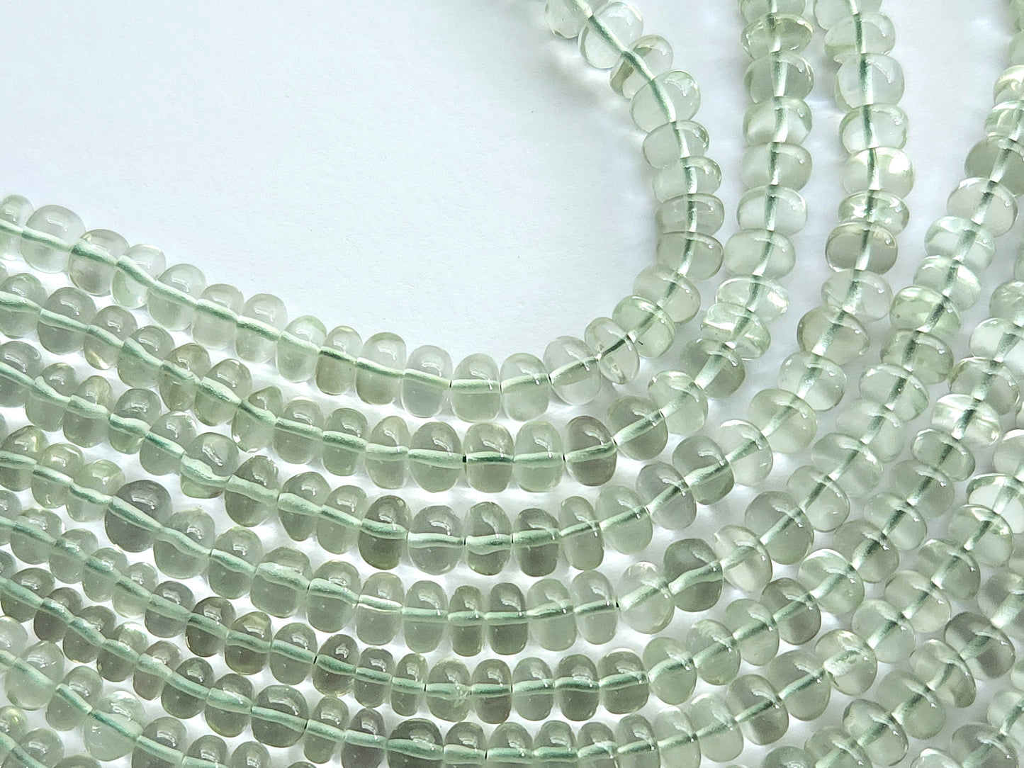 Green Amethyst Smooth Rondelle Beads