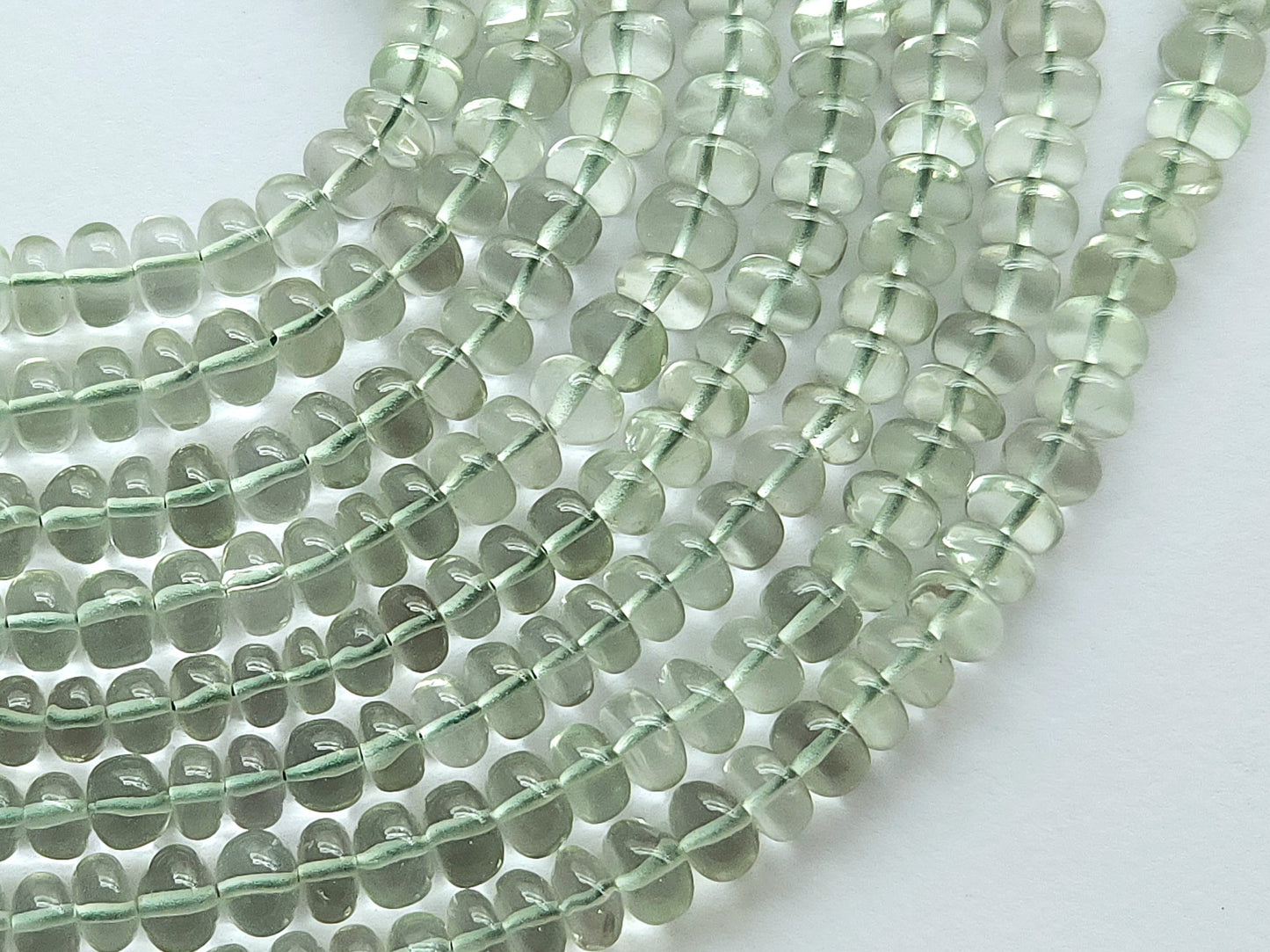 Green Amethyst Smooth Rondelle Beads for necklace & jewelry making