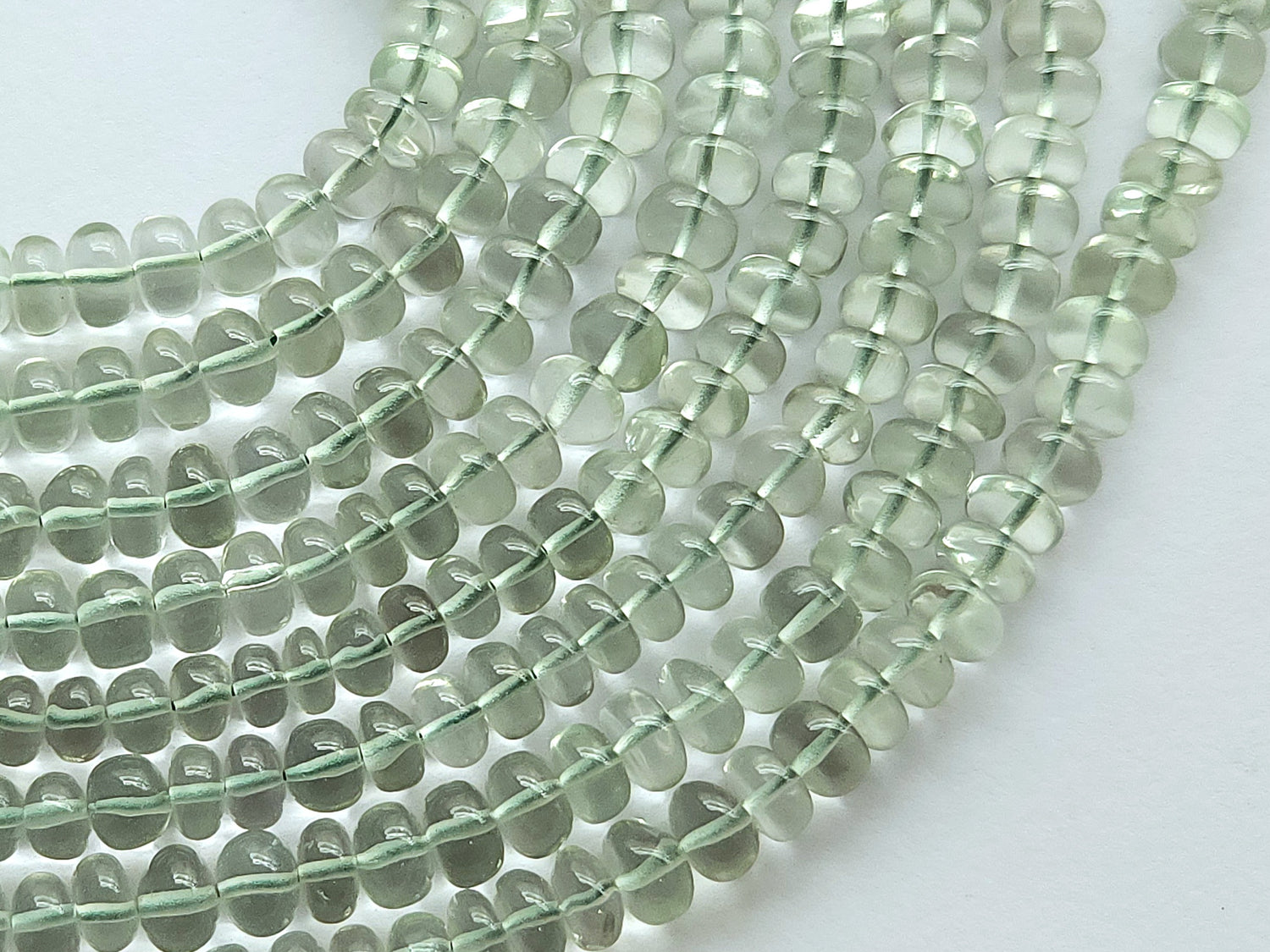 Green Amethyst Smooth Rondelle Beads for necklace & jewelry making