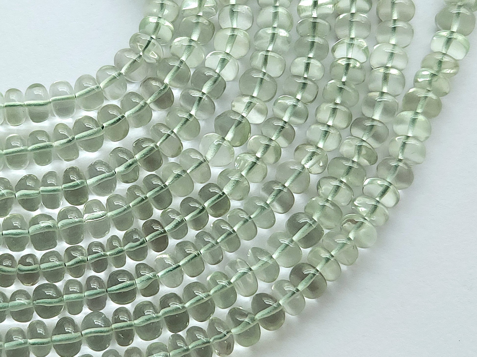 Green Amethyst Smooth Rondelle Beads for necklace & jewelry making