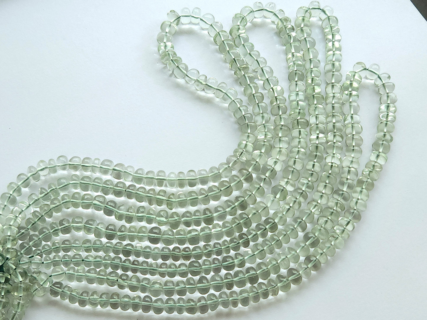 Green Amethyst Smooth Rondelle Beads