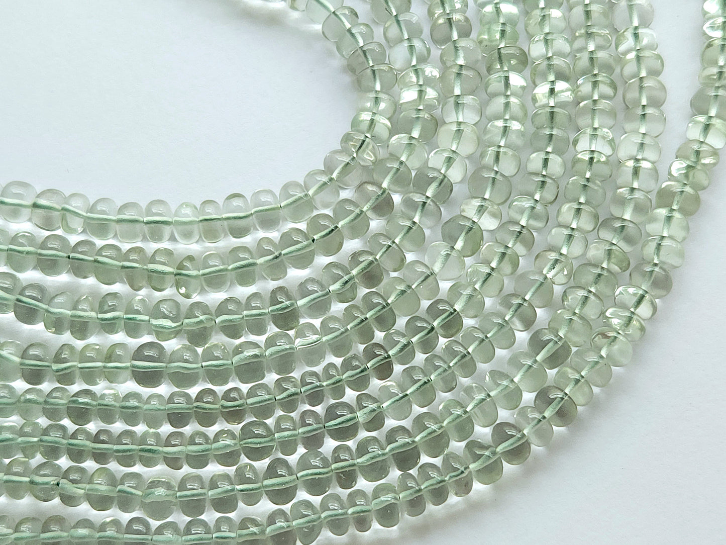 Green Amethyst Smooth Rondelle Beads