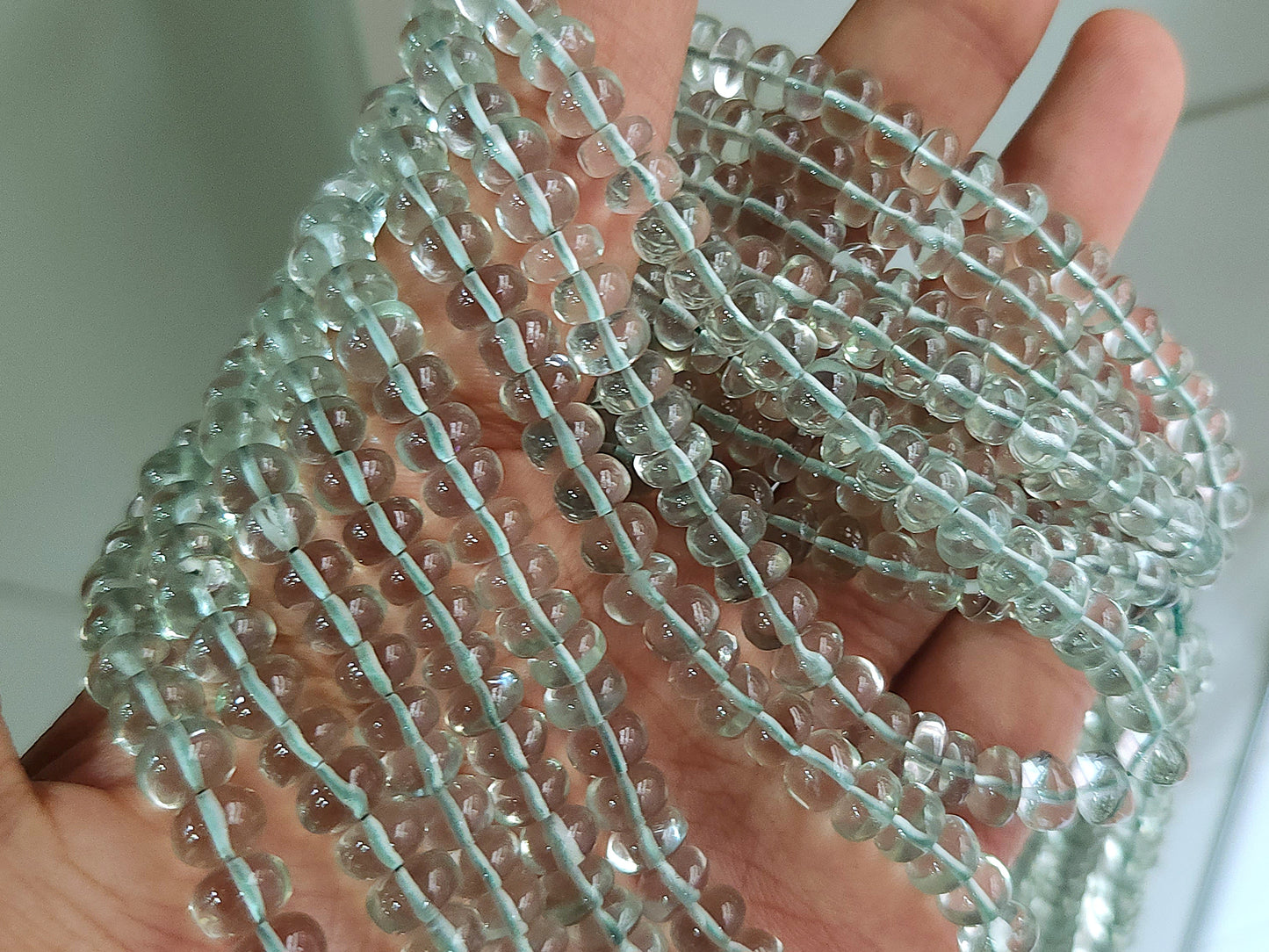 Green Amethyst Smooth Rondelle Beads
