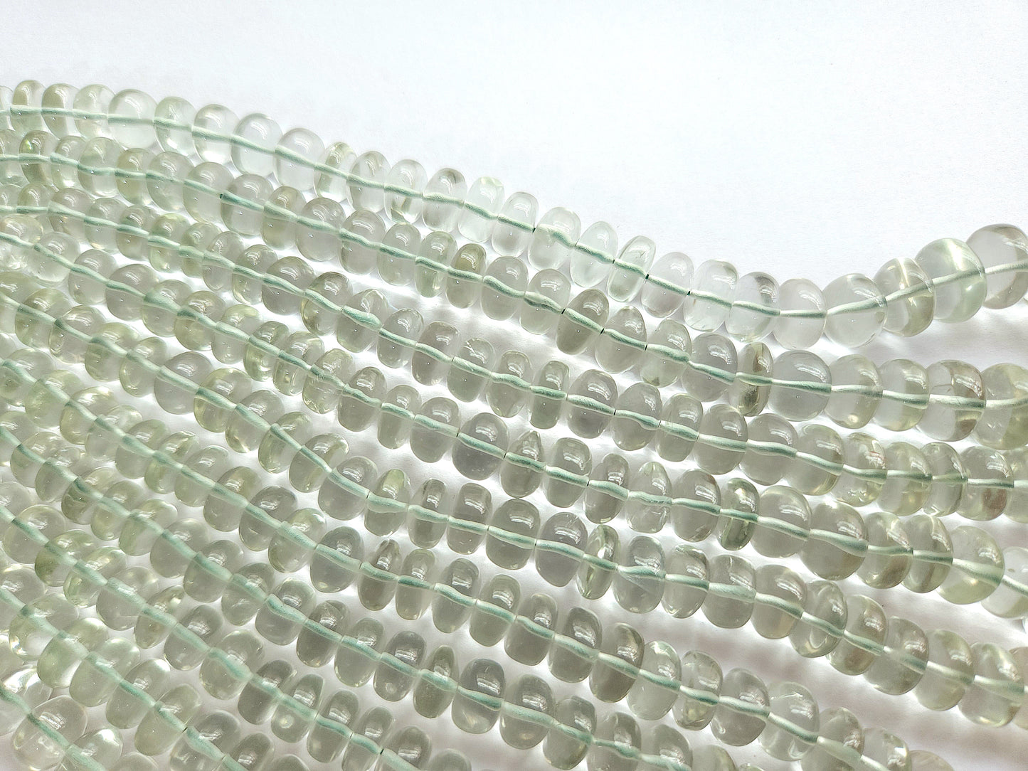 Green Amethyst Smooth Rondelle Beads