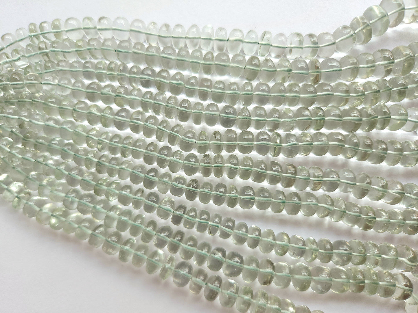 Green Amethyst Smooth Rondelle Beads