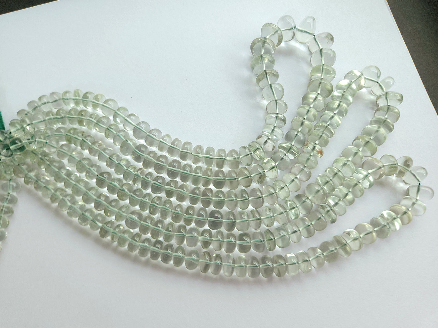 Green Amethyst Smooth Rondelle Beads